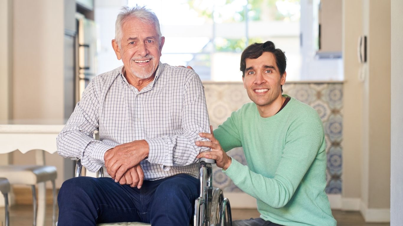 Men and Father Discussing Homecare